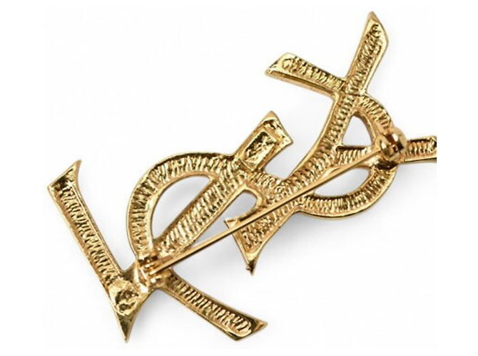 Spilla in strass dorato Yves Saint Laurent D'oro - vista 4