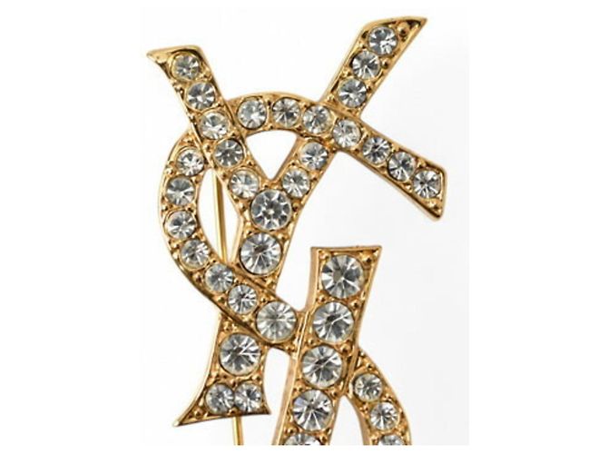 Spilla in strass dorato Yves Saint Laurent D'oro - vista 5