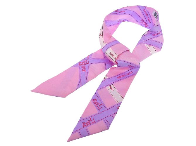 Hermès Bufanda de seda rosa Hermes - vista 3