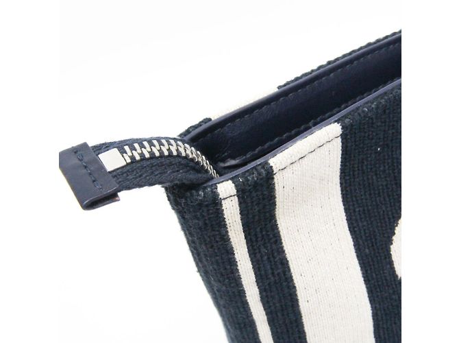 Pochette in pelle e cotone Salvatore Ferragamo Crudo Blu navy - Ansicht 6