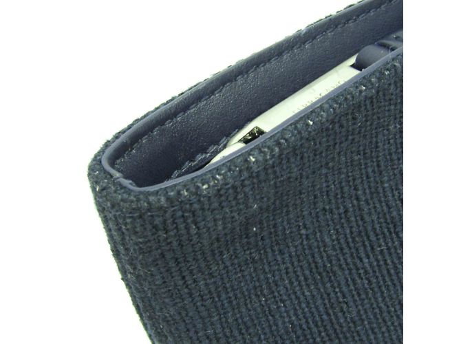 Pochette in pelle e cotone Salvatore Ferragamo Crudo Blu navy - Ansicht 7