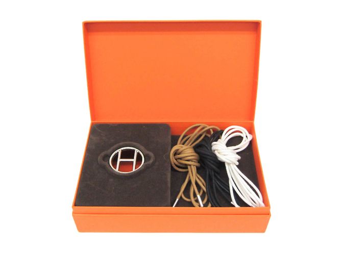 Cintura Sash Hermès con motivo H Marrone Nero Argento Bianco - vista 10