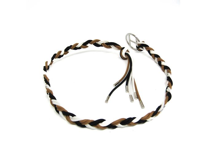 Cintura Sash Hermès con motivo H Marrone Nero Argento Bianco - vista 3