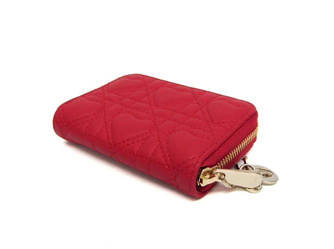 Monedero de cuero Lady Dior de Christian Dior Roja - vista 3