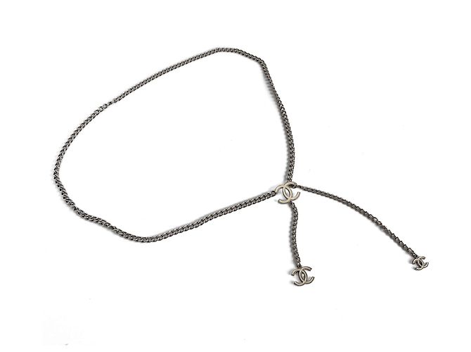 Timeless Chanel CC Metal Thin Belt 95 White - view 3