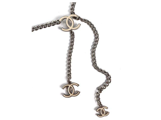 Timeless Chanel CC Metal Thin Belt 95 White - view 4