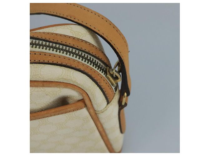 Céline CELINE Macadam Canvas Schultertasche aus PVC-Leder Weiß Auth 110698 - Ansicht 15