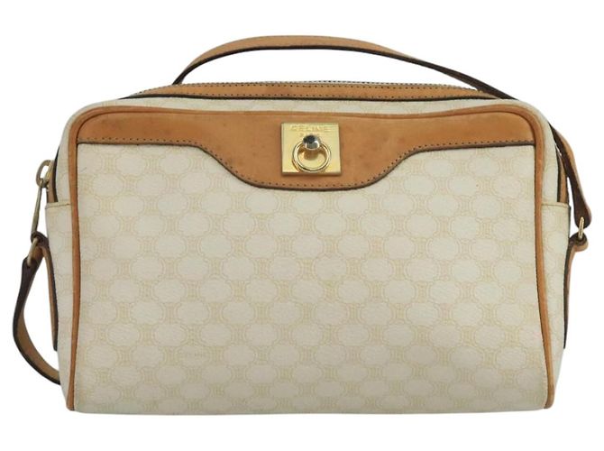 Céline CELINE Macadam Canvas Schultertasche aus PVC-Leder Weiß Auth 110698 - Ansicht 2