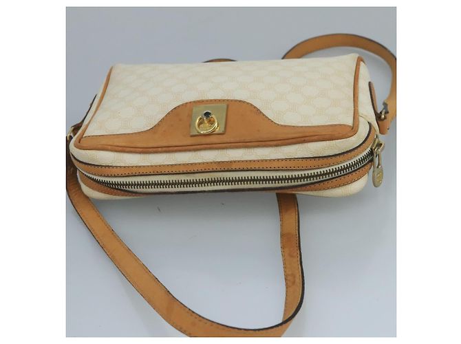 Céline CELINE Macadam Canvas Schultertasche aus PVC-Leder Weiß Auth 110698 - Ansicht 6