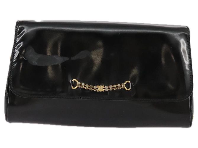 Céline Borsa a spalla CELINE in pelle verniciata nera Auth 108958 Nero - vista 13