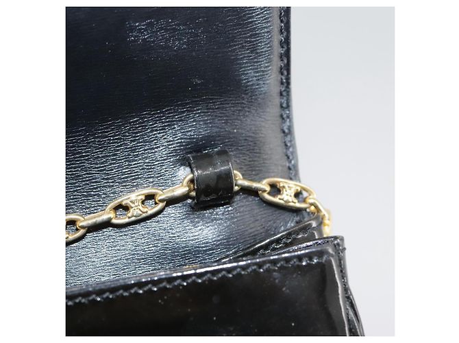 Céline Borsa a spalla CELINE in pelle verniciata nera Auth 108958 Nero - vista 16