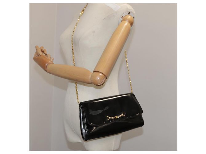 Céline Borsa a spalla CELINE in pelle verniciata nera Auth 108958 Nero - vista 21