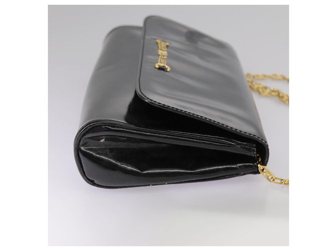 Céline Borsa a spalla CELINE in pelle verniciata nera Auth 108958 Nero - vista 4