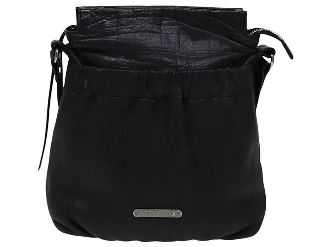 Borsa a spalla in pelle nera Burberry Auth yk16686 Nero - vista 13