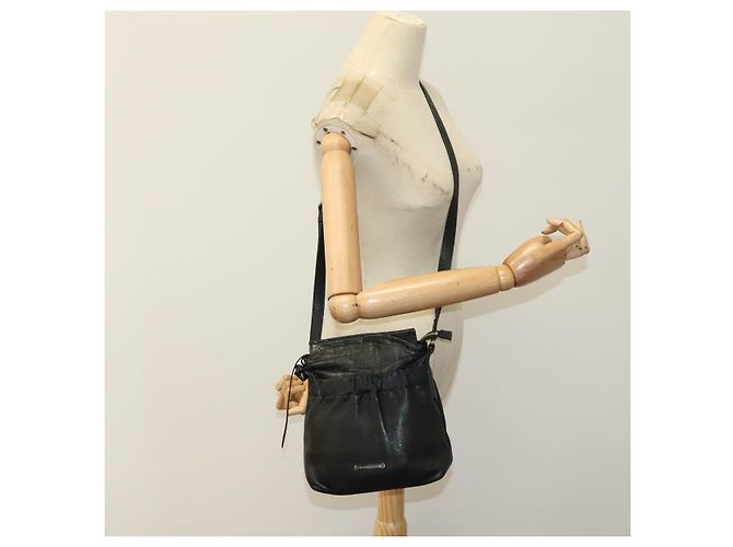 Borsa a spalla in pelle nera Burberry Auth yk16686 Nero - vista 23