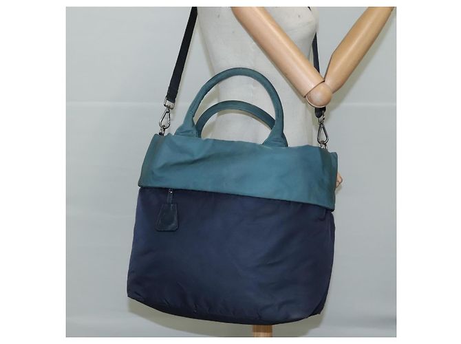 PRADA Borsa Tote Nylon 2way Blu Navy Auth bs21633 - vista 23