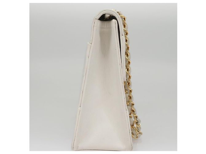 CHANEL Borsa a Spalla Matelassé in Pelle Bianca Oro CC Auth 107700 Bianco D'oro - vista 5