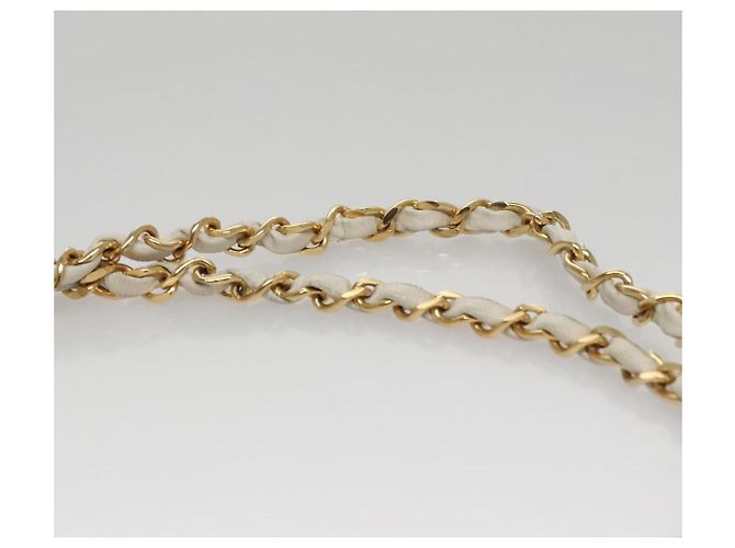 CHANEL Borsa a Spalla Matelassé in Pelle Bianca Oro CC Auth 107700 Bianco D'oro - vista 8