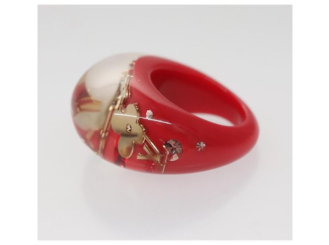 Anello in plastica rossa LOUIS VUITTON Uncle John Burgh LV Auth ar13102 Rosso - vista 4