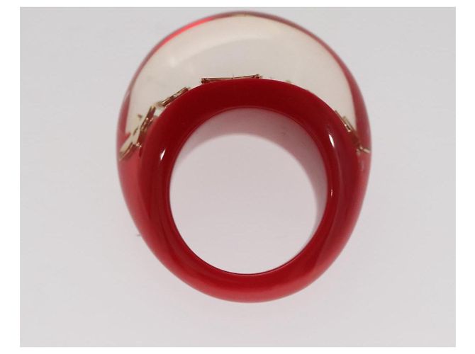 Anello in plastica rossa LOUIS VUITTON Uncle John Burgh LV Auth ar13102 Rosso - vista 7
