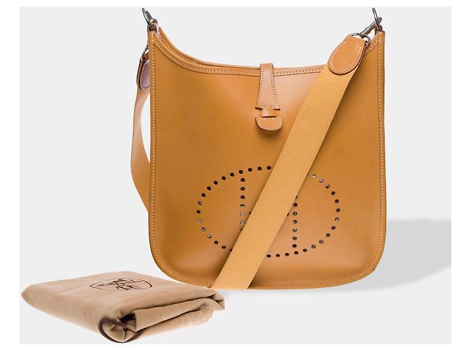 Hermès Bolsa HERMES Evelyne em Couro Bege - 102187 - vista 2
