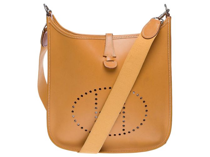 Hermès Bolsa HERMES Evelyne em Couro Bege - 102187 - vista 3
