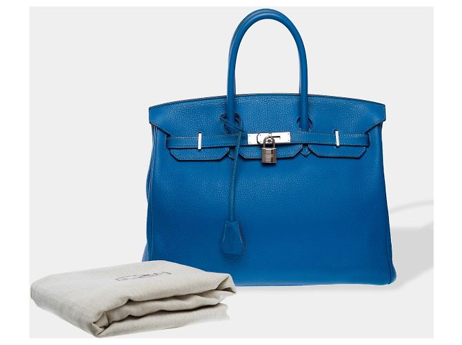Hermès Sac HERMES Birkin 35 en Cuir Bleu - 102419 - vue 2