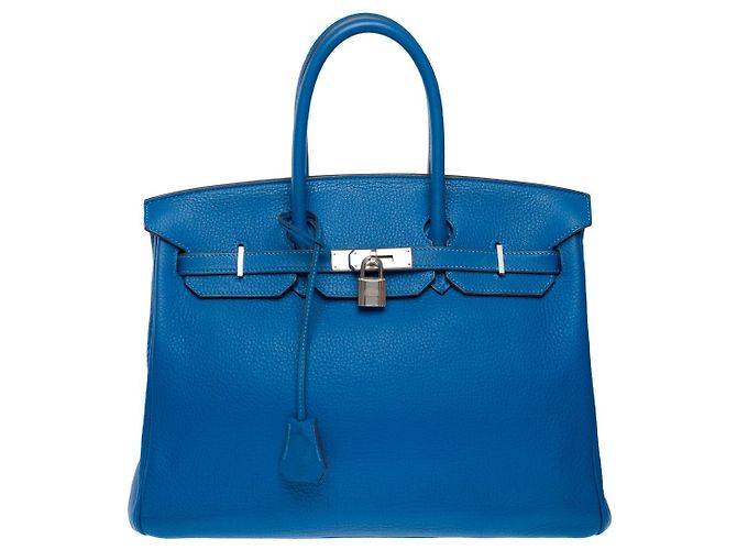 Hermès Sac HERMES Birkin 35 en Cuir Bleu - 102419 - vue 3