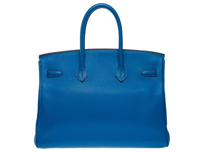 Hermès Sac HERMES Birkin 35 en Cuir Bleu - 102419 - vue 4