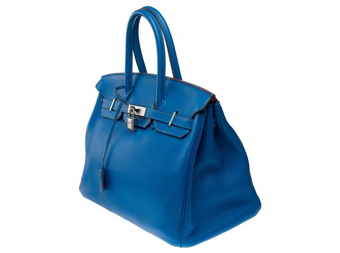 Hermès Sac HERMES Birkin 35 en Cuir Bleu - 102419 - vue 5