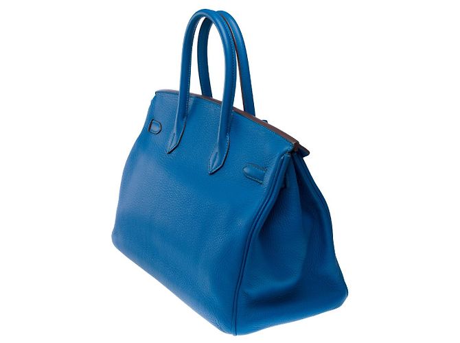 Hermès Sac HERMES Birkin 35 en Cuir Bleu - 102419 - vue 6