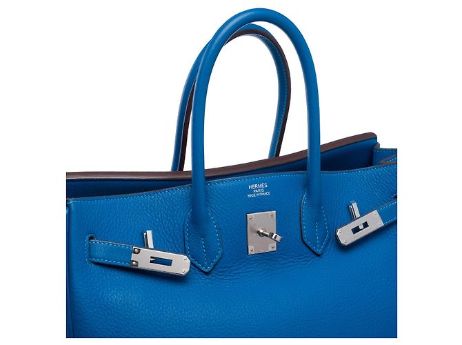 Hermès Sac HERMES Birkin 35 en Cuir Bleu - 102419 - vue 7