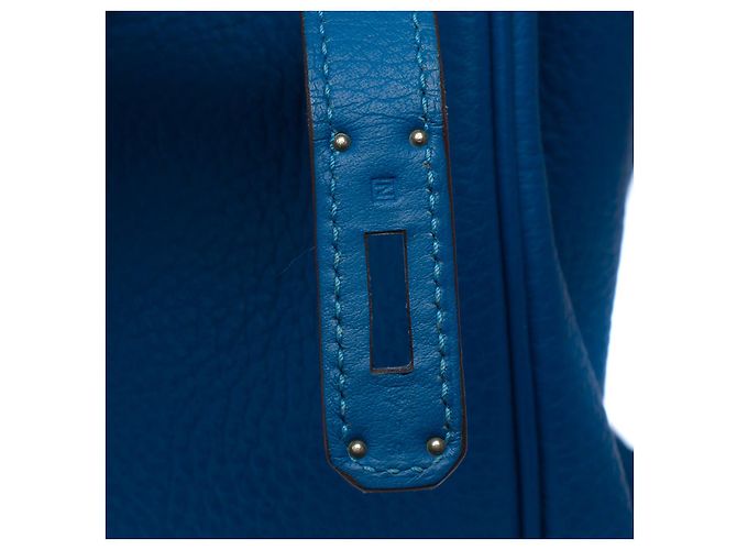 Hermès Sac HERMES Birkin 35 en Cuir Bleu - 102419 - vue 8
