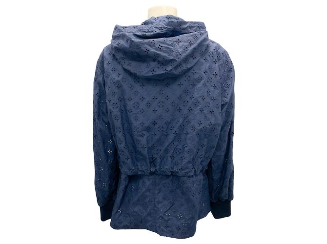 Giacca con cappuccio blu navy con zip Monogram Eyelet di Louis Vuitton - vista 3