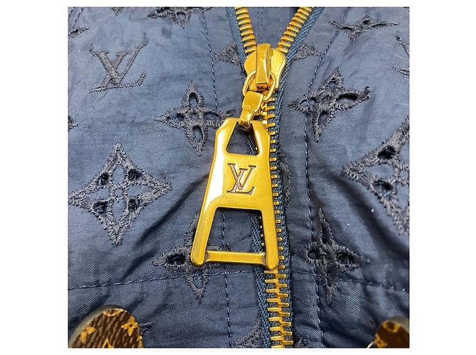 Giacca con cappuccio blu navy con zip Monogram Eyelet di Louis Vuitton - vista 5