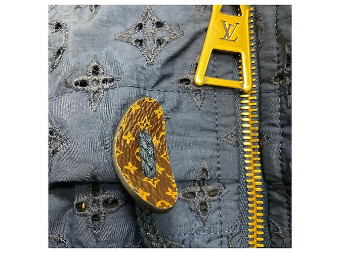 Giacca con cappuccio blu navy con zip Monogram Eyelet di Louis Vuitton - vista 6