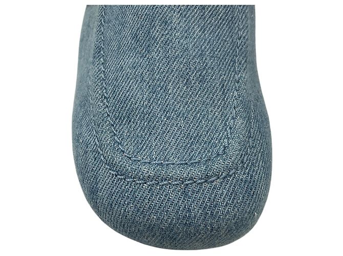 Hermès Mule Lena in denim con rifinitura in pelle tan Hermes Blue - vista 5