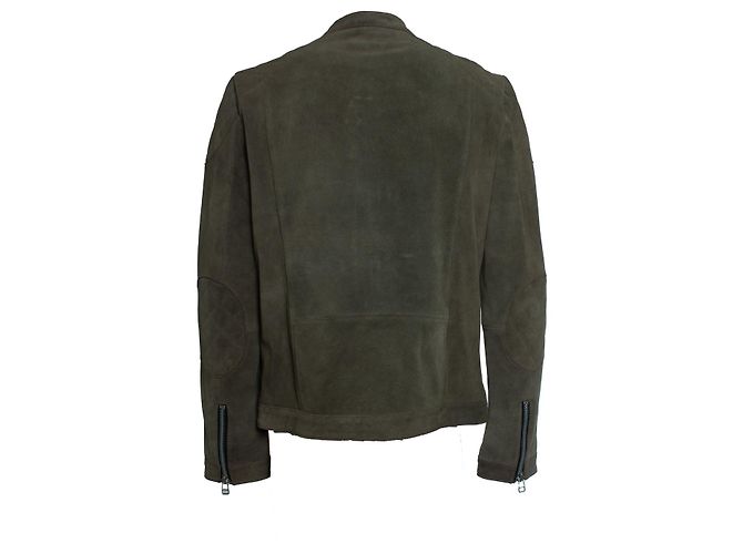 Goosecraft, giacca da biker in suede khaki Marrone Verde - vista 3