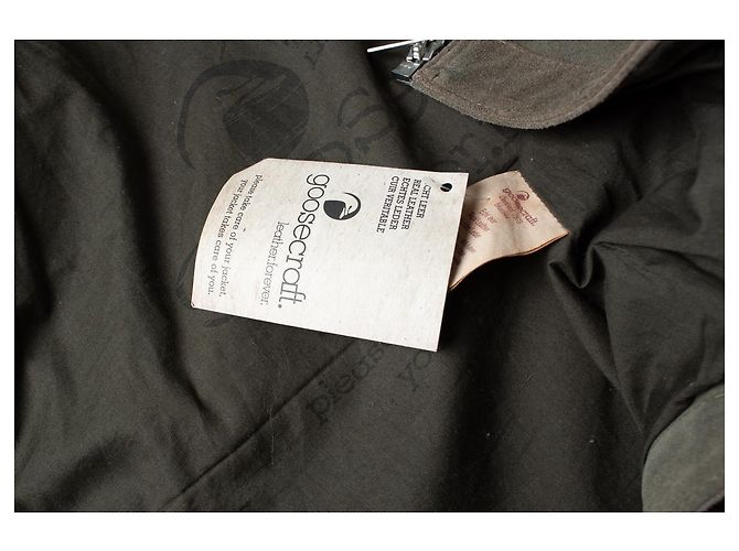 Goosecraft, giacca da biker in suede khaki Marrone Verde - vista 6