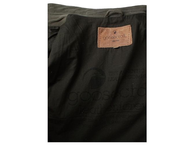 Goosecraft, giacca da biker in suede khaki Marrone Verde - vista 7