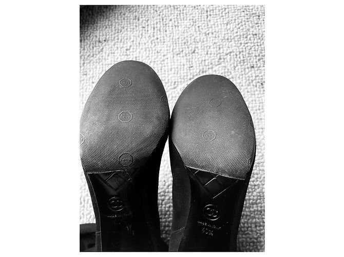 Botines Chanel de piel de ciervo negros tacón 10 cm - vista 5