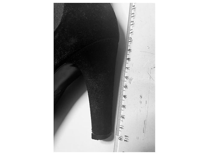Botines Chanel de piel de ciervo negros tacón 10 cm - vista 6