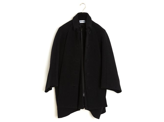 Balenciaga 2018 Casaco FR32 Preto Lã Colarinho Duplo oversized Casaco UK4 US2 - vista 2