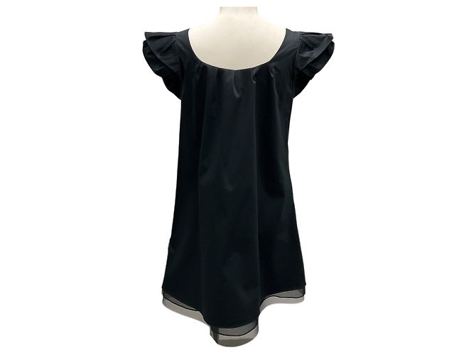 Schwarzes Rüschenshirt Mini-Kleid von Thakoon - Ansicht 3