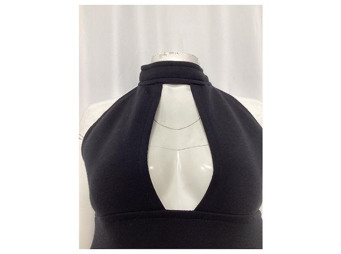 Abito mini in lana nera con collo alto e tagli Saint Laurent Nero - vista 10