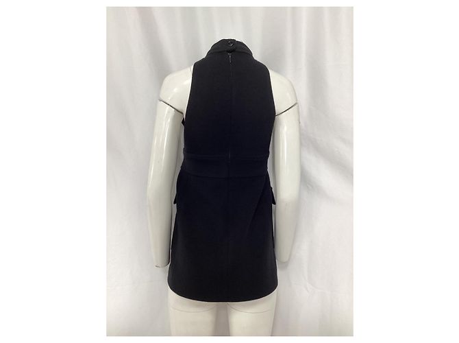 Abito mini in lana nera con collo alto e tagli Saint Laurent Nero - vista 11
