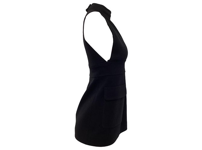 Abito mini in lana nera con collo alto e tagli Saint Laurent Nero - vista 3