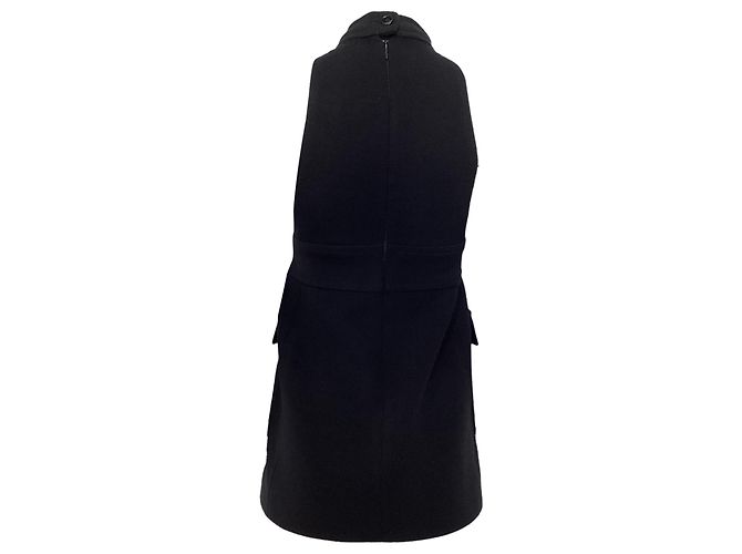 Abito mini in lana nera con collo alto e tagli Saint Laurent Nero - vista 4