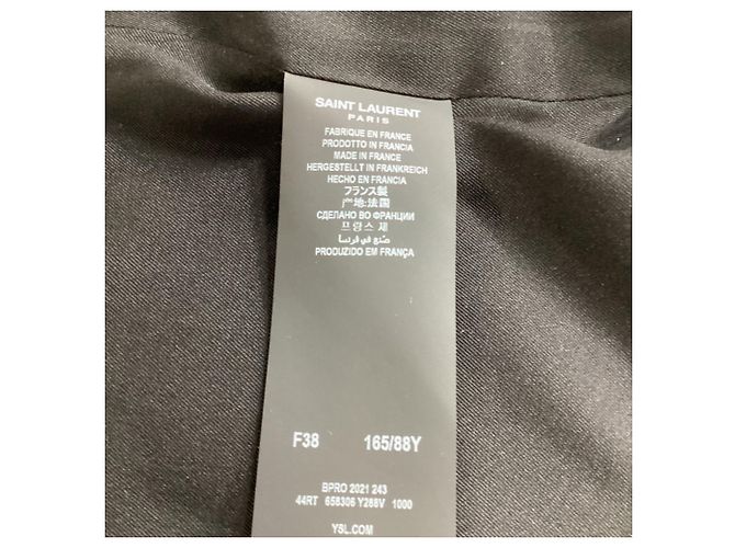 Abito mini in lana nera con collo alto e tagli Saint Laurent Nero - vista 6