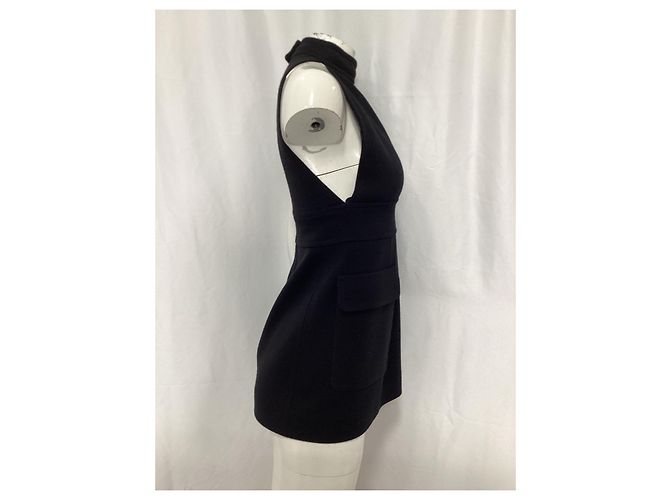 Abito mini in lana nera con collo alto e tagli Saint Laurent Nero - vista 8